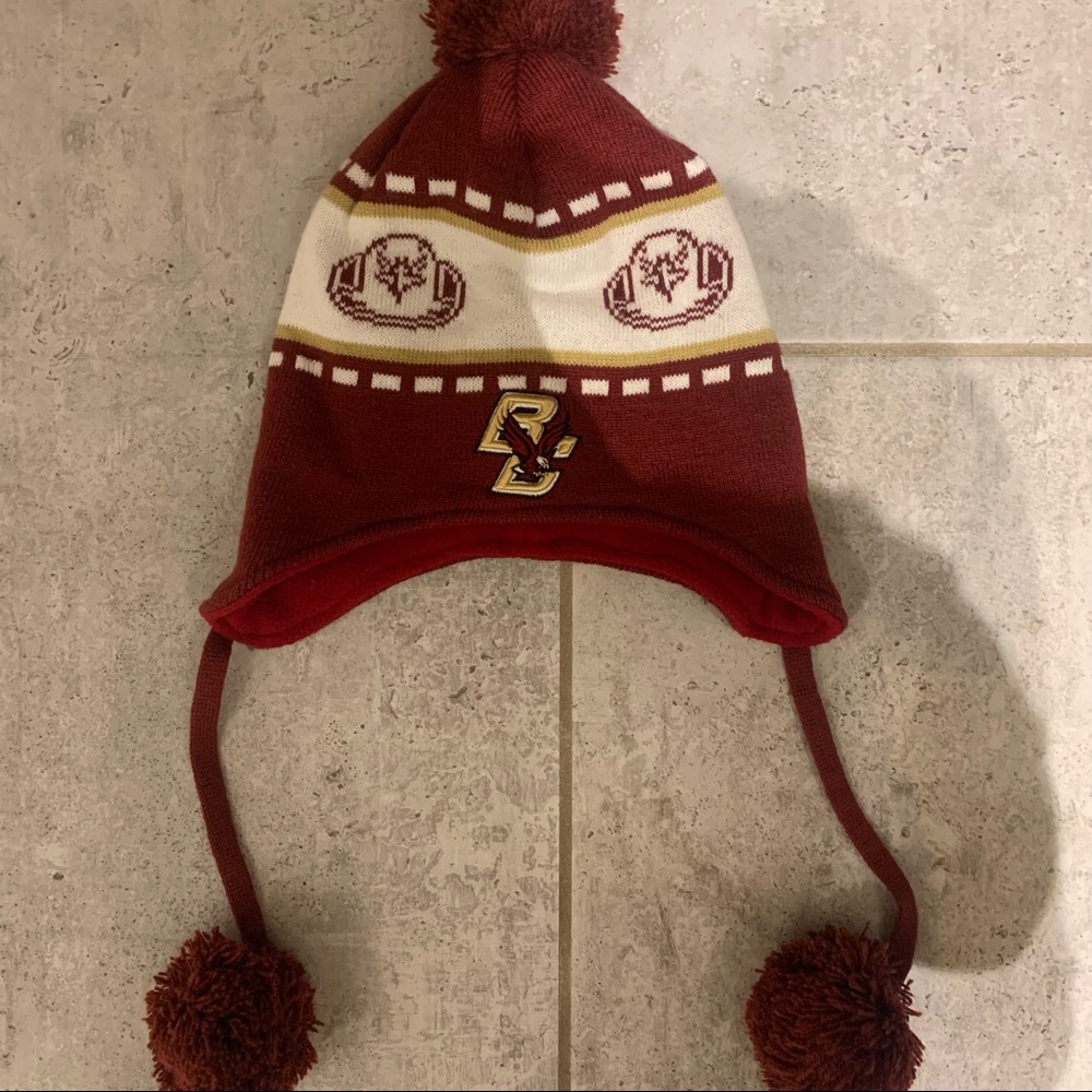 Boston College fleece lined winter hat with ear flaps